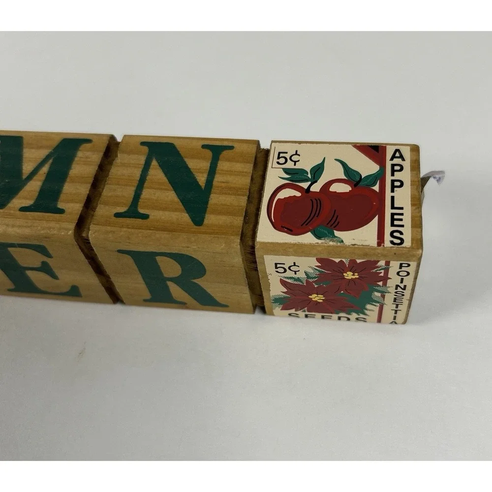 VTG 90s Alphabet Block Seasons Sign Seed Packet Themed Country Decor